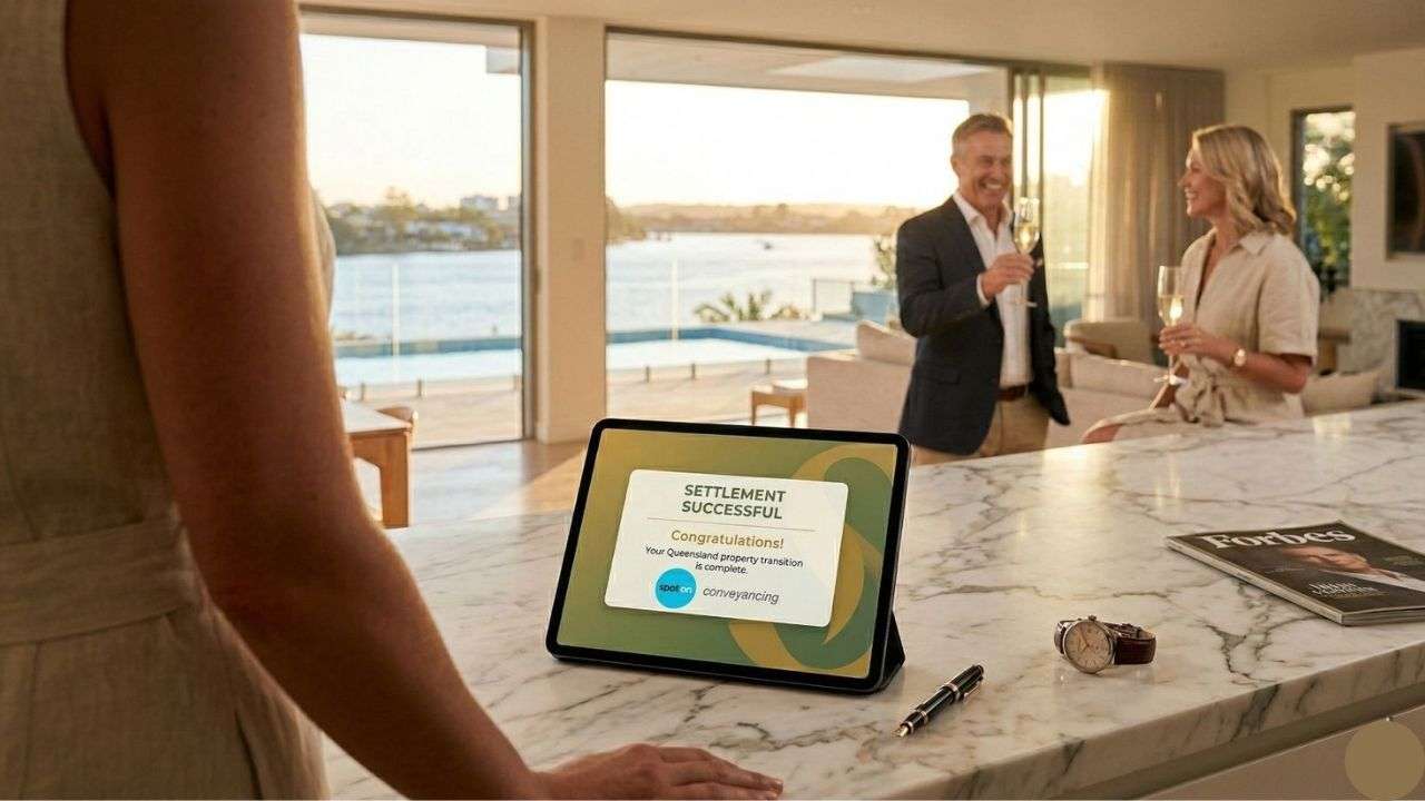 A successful conveyancing settlement handshake with Spot On Conveyancing